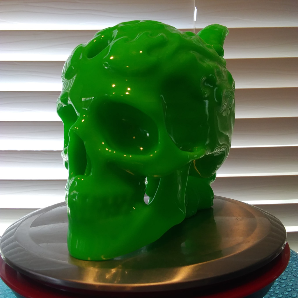 Flaming Skull Bong Bubbler black light reactive