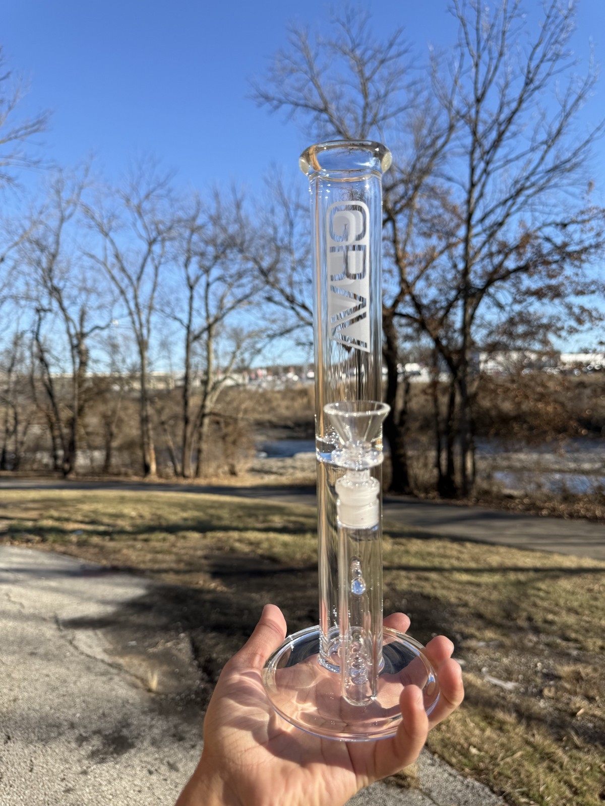 12-inch Grav Straight Tube Glass Water Pipe