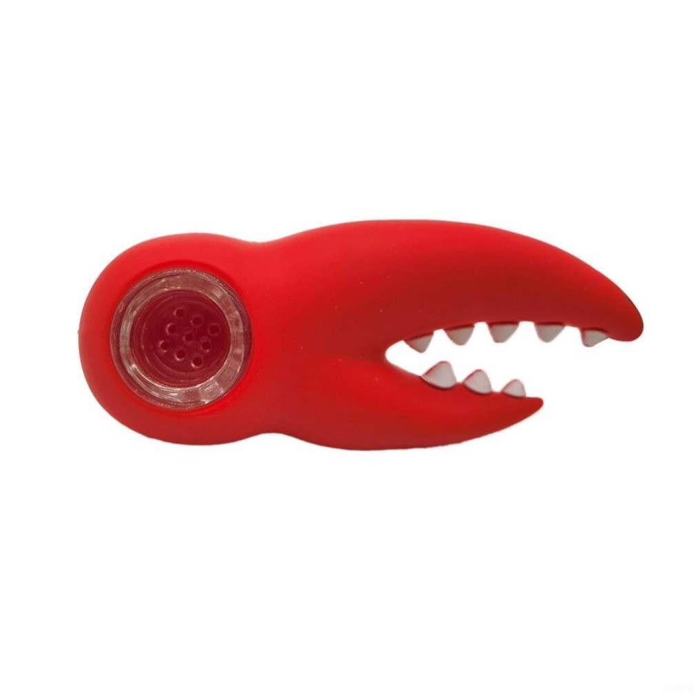 1Pc 3.5&Prime; Silicone Hand Pipe Red Crab Claws Hand Pipe Smoking Pipe w/Glass Bowl