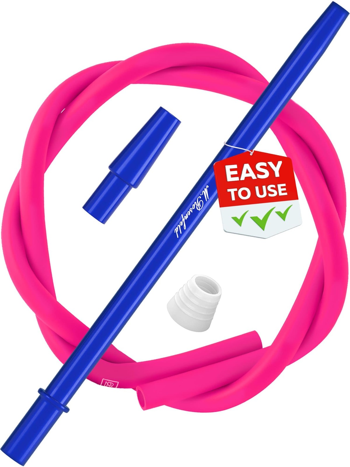 M. ROSENFELD Pink Hookah Hose with Blue Mouthpiece – Premium 60&Prime;