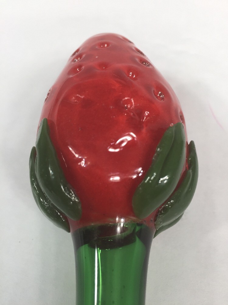 NEW USA TOBACCO SMOKING BLOWN GLASS STRAWBERRY RED GREEN SPOON SB1678 HOOKAH