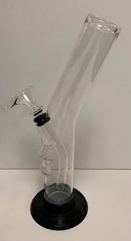 10&Prime; BENT HANDGRIP NORMAL WALL GLASS WATER PIPE GLASS ON GLASS PULL CARB 1.5&Prime;M