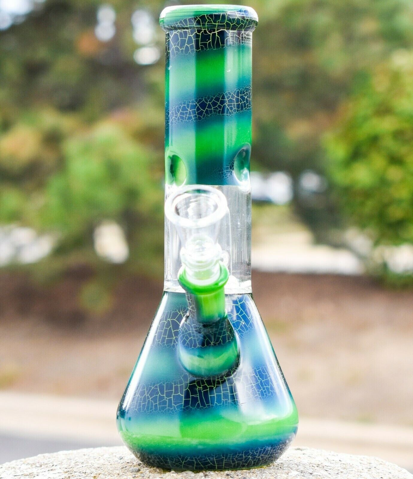8 inch Green Glass Bong Hookah Water Pipe Bubbler Free Shipping