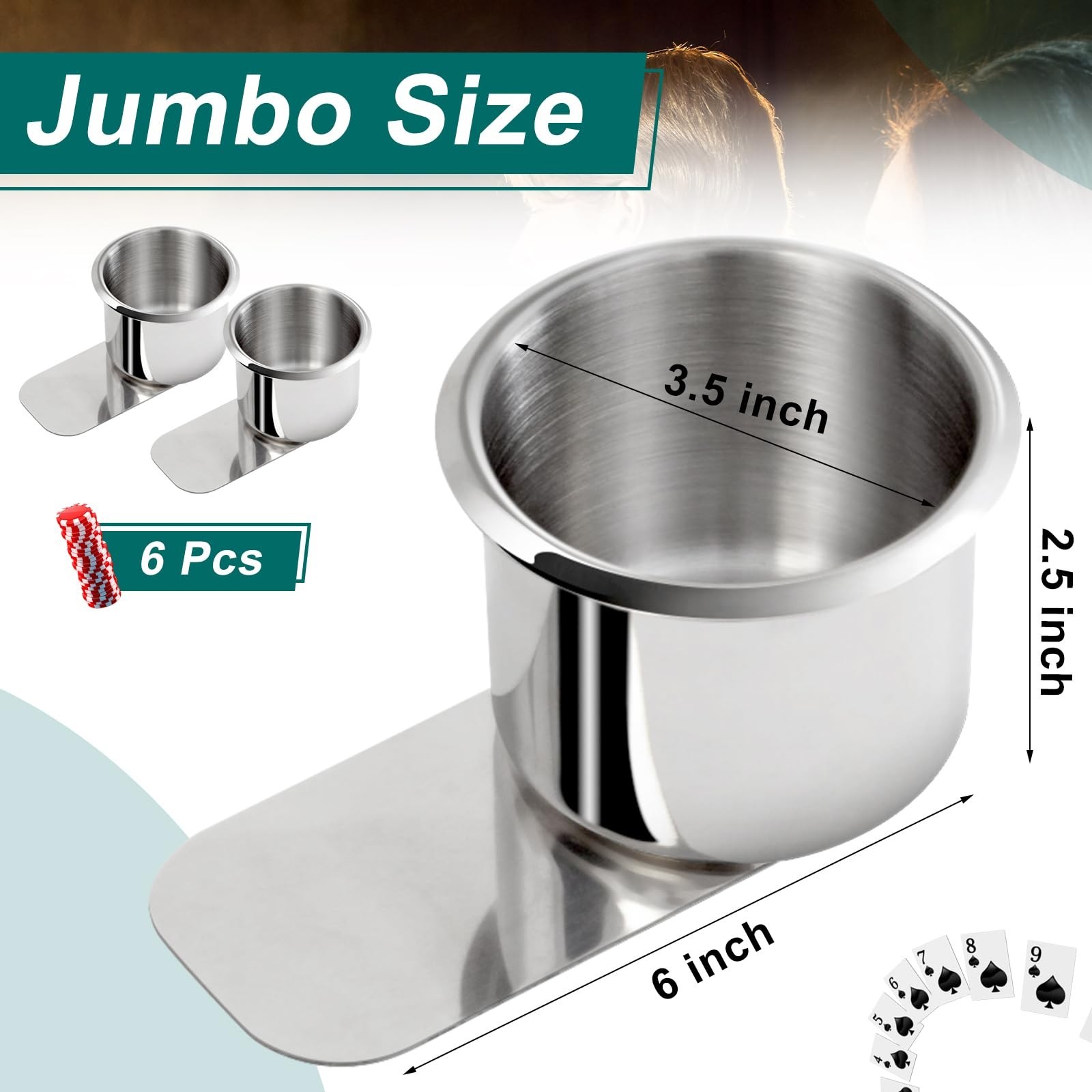 Leyndo 6 Pcs Jumbo Slide Under Stainless Steel Cup Holder Poker Table Slide i…