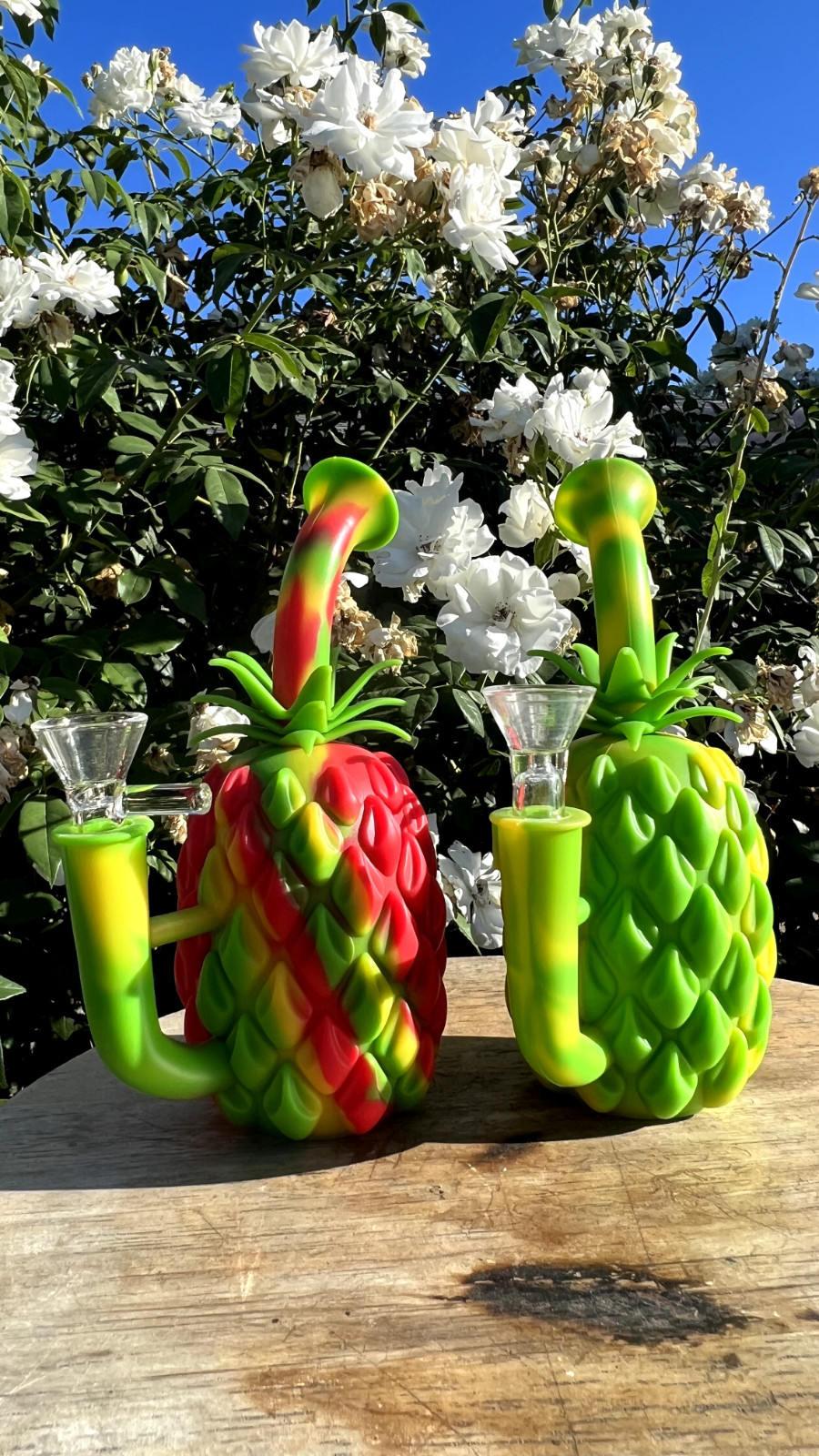7&Prime; Colorful Pineapple Silicone Glass Water Pipe Bong Bubbler Tobacco Free Bowl