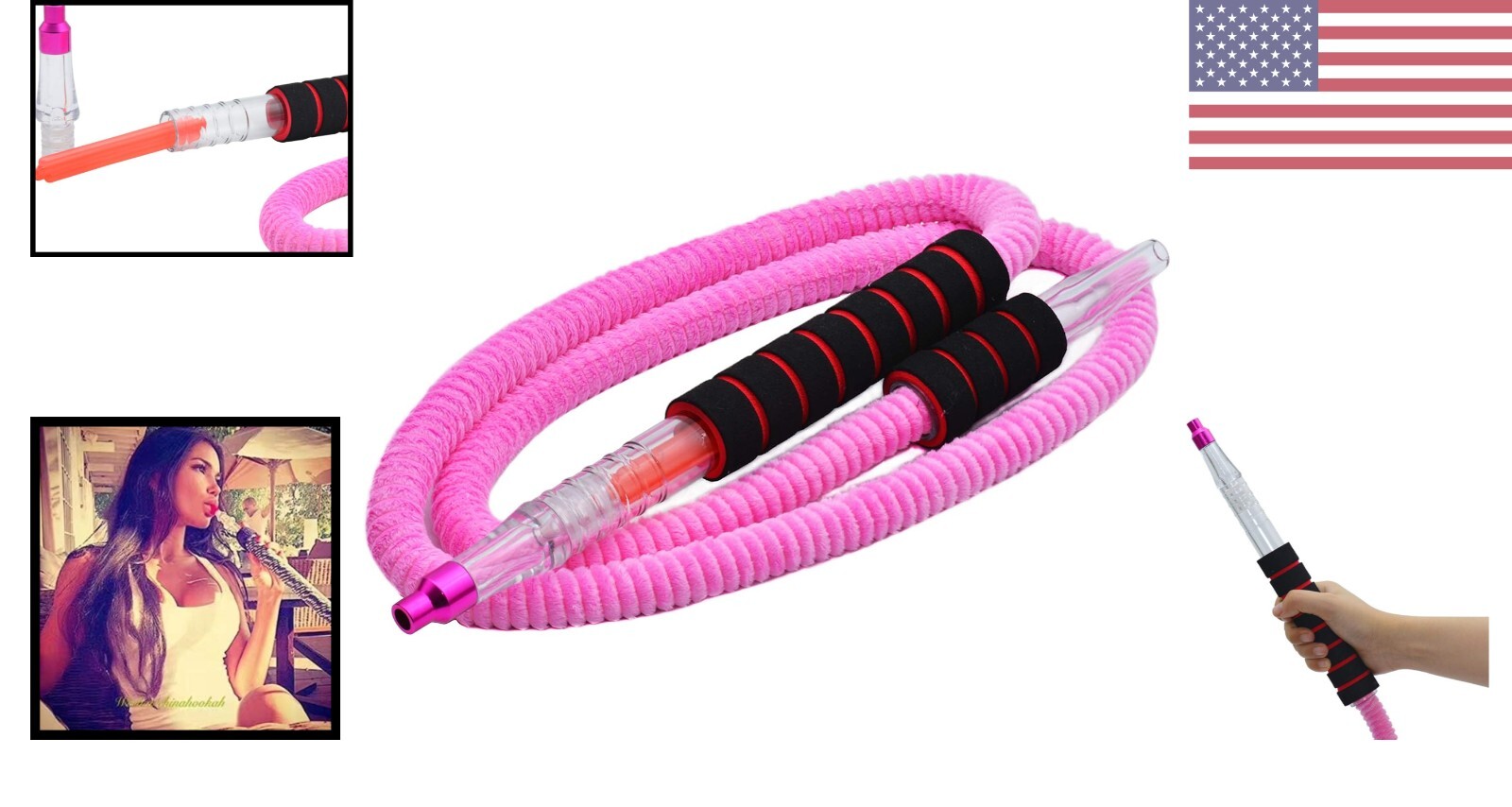 Plush Hookah Hose – Durable Textile Handle – Washable – Detachable Mouth – 6ft