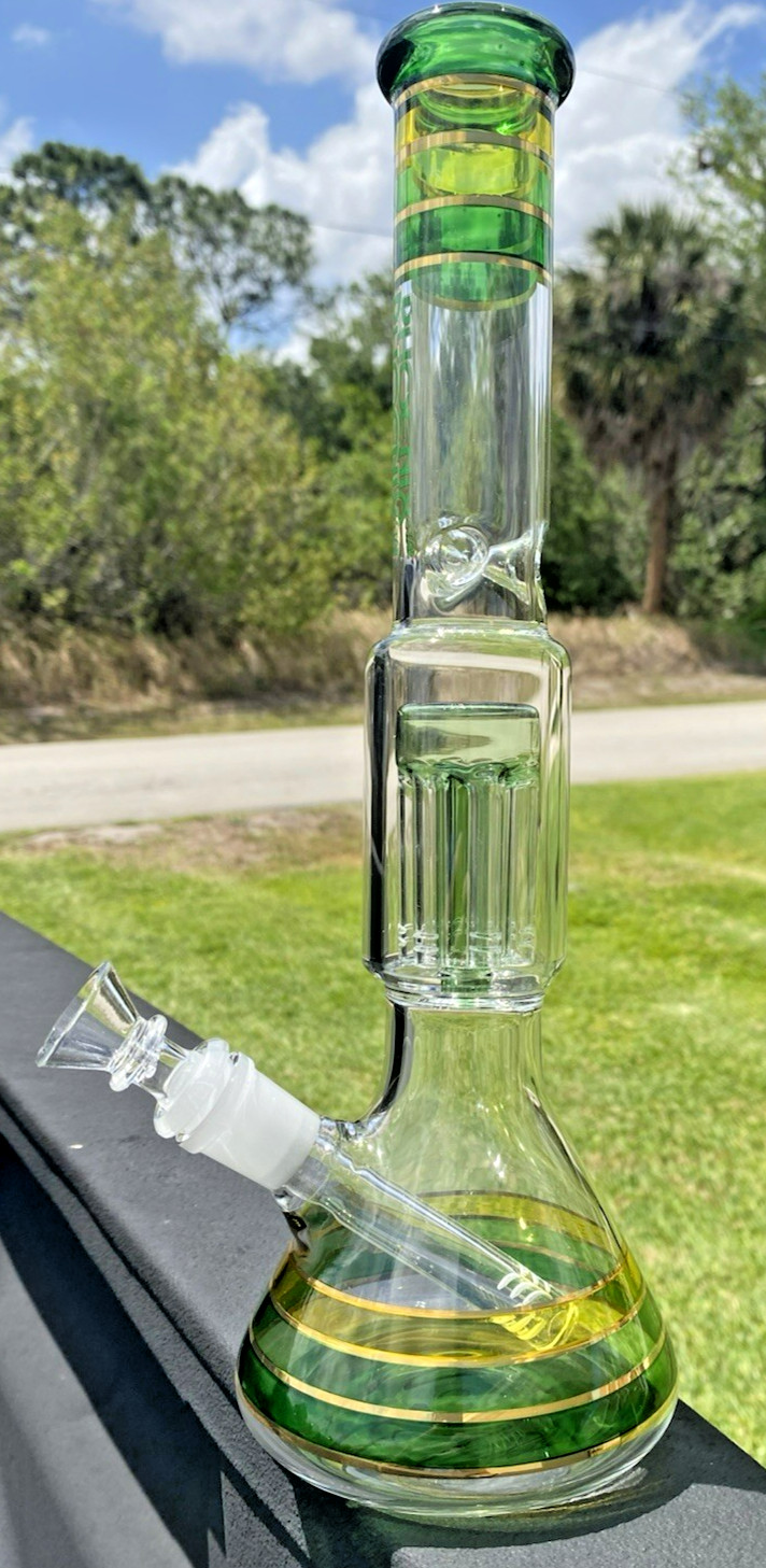 Nice 13&Prime; Phoenix Star 5mm Glass Water Pipe Bong 6 Arms Perc Ice Catcher4.5&Prime; Base
