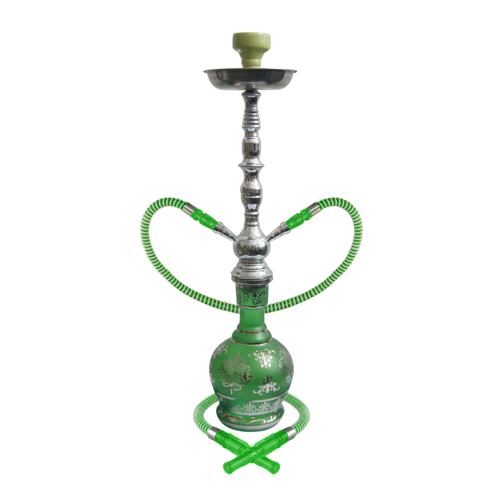 27&Prime; Green Hookah Set – Shah by Premium Hookah Shisha 2 Hose