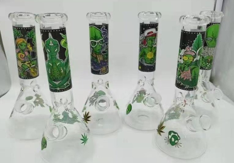 10&Prime; Alien – Cartoon Character – THICK GLASS – Water Pipe Bong Hookah