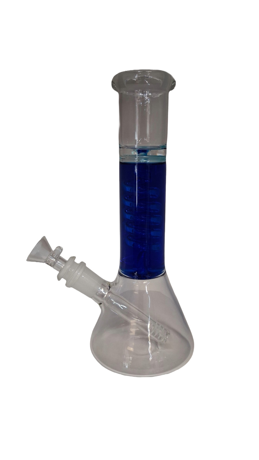 Gassy Glass Collectable Glycerin Spiral 9in 14mm Blue w Blue Dot