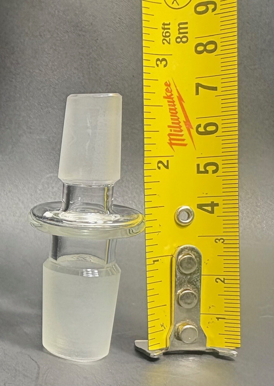 Glass 14mm Male to 18mm Male Ground Joint Adapter – Made in USA