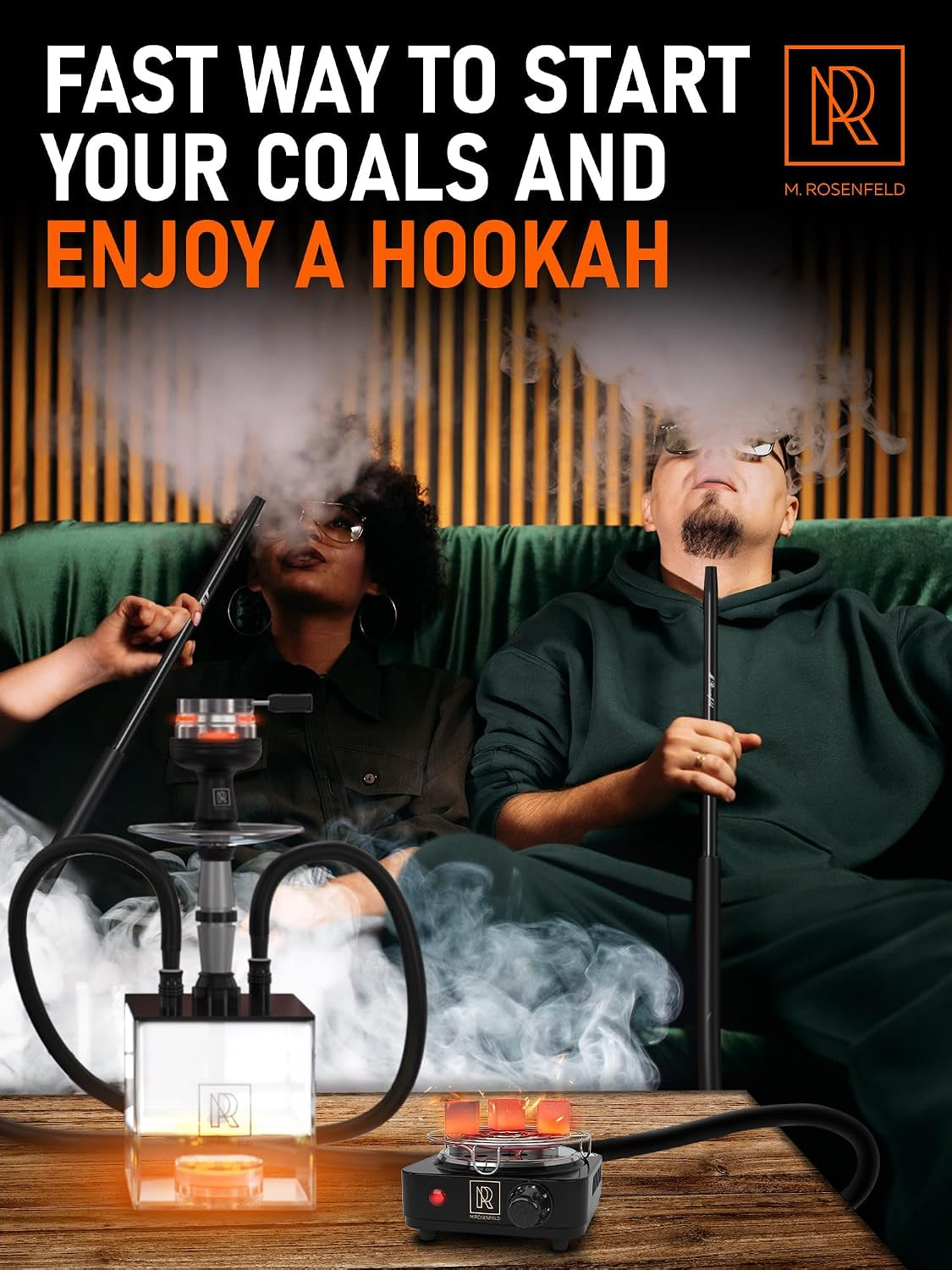 M. ROSENFELD Hookah Coal Burner 500W with Grid – Coal Burner for Hooka Cubes Bla