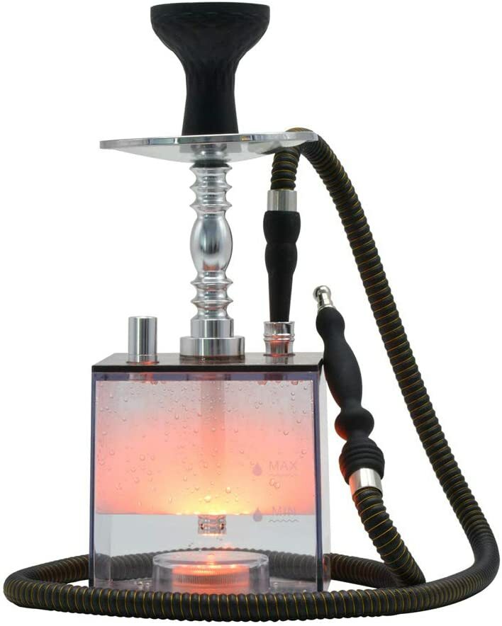 🆕 DEEZER Limited Edition Pandora Glass Cube Hookah w/ LED & Remote, Tilt-proof