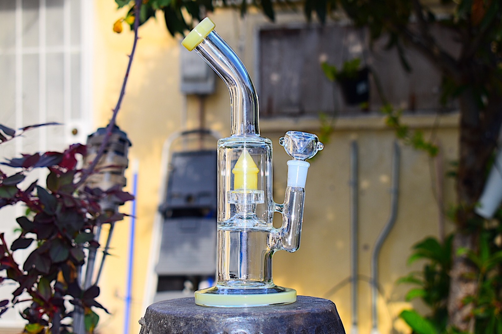 11&Prime; Glass Water Pipe Hookah Bong Bent Neck w/ Percolator Hookah