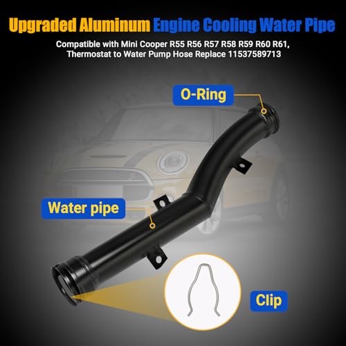 Upgraded Aluminum Engine Cooling Water Pipe compatible with Mini Cooper R55