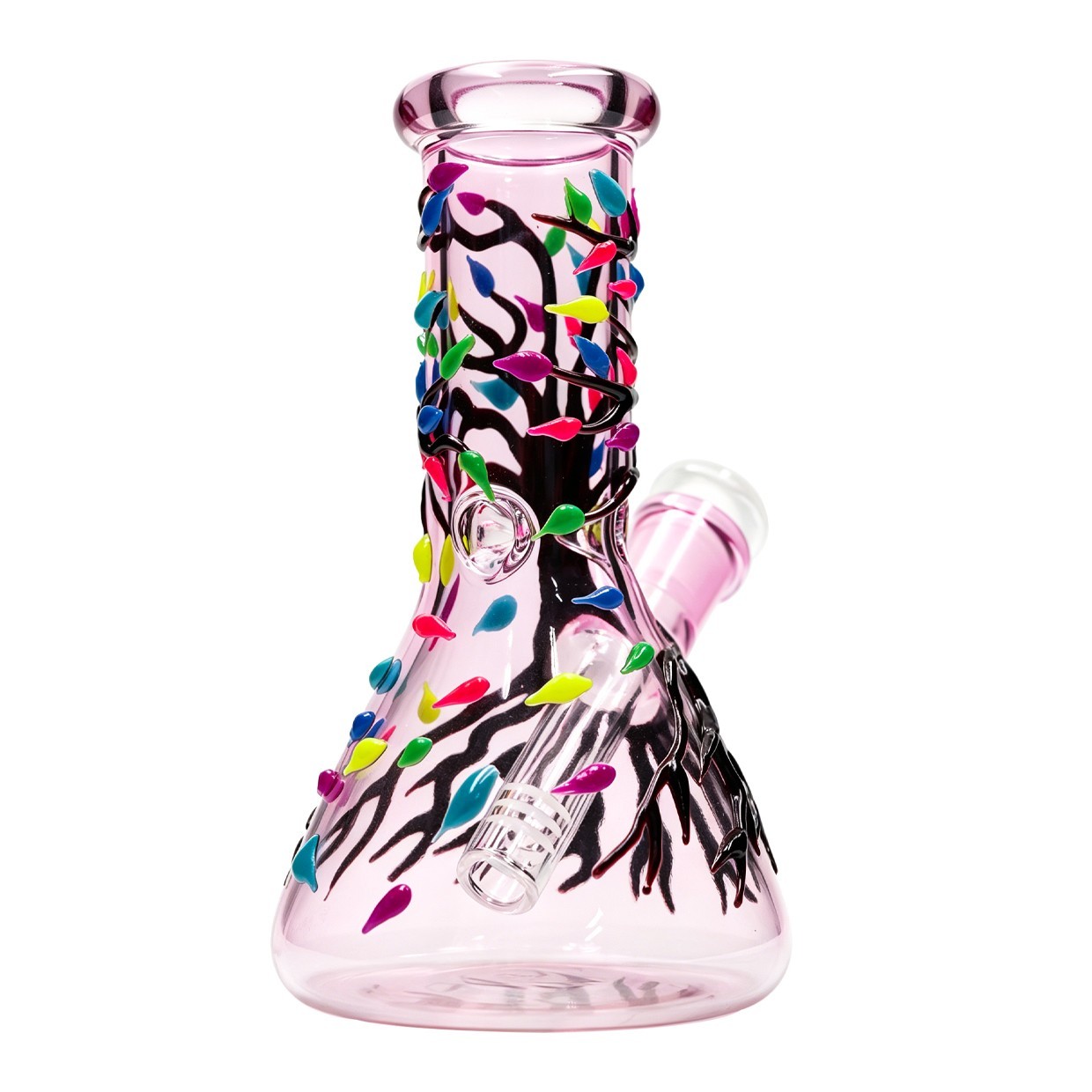 MINI Fluorescent 6.5&Prime; Glass Bong Water Pipes Smoking Beaker bongs Hookah w/14mm