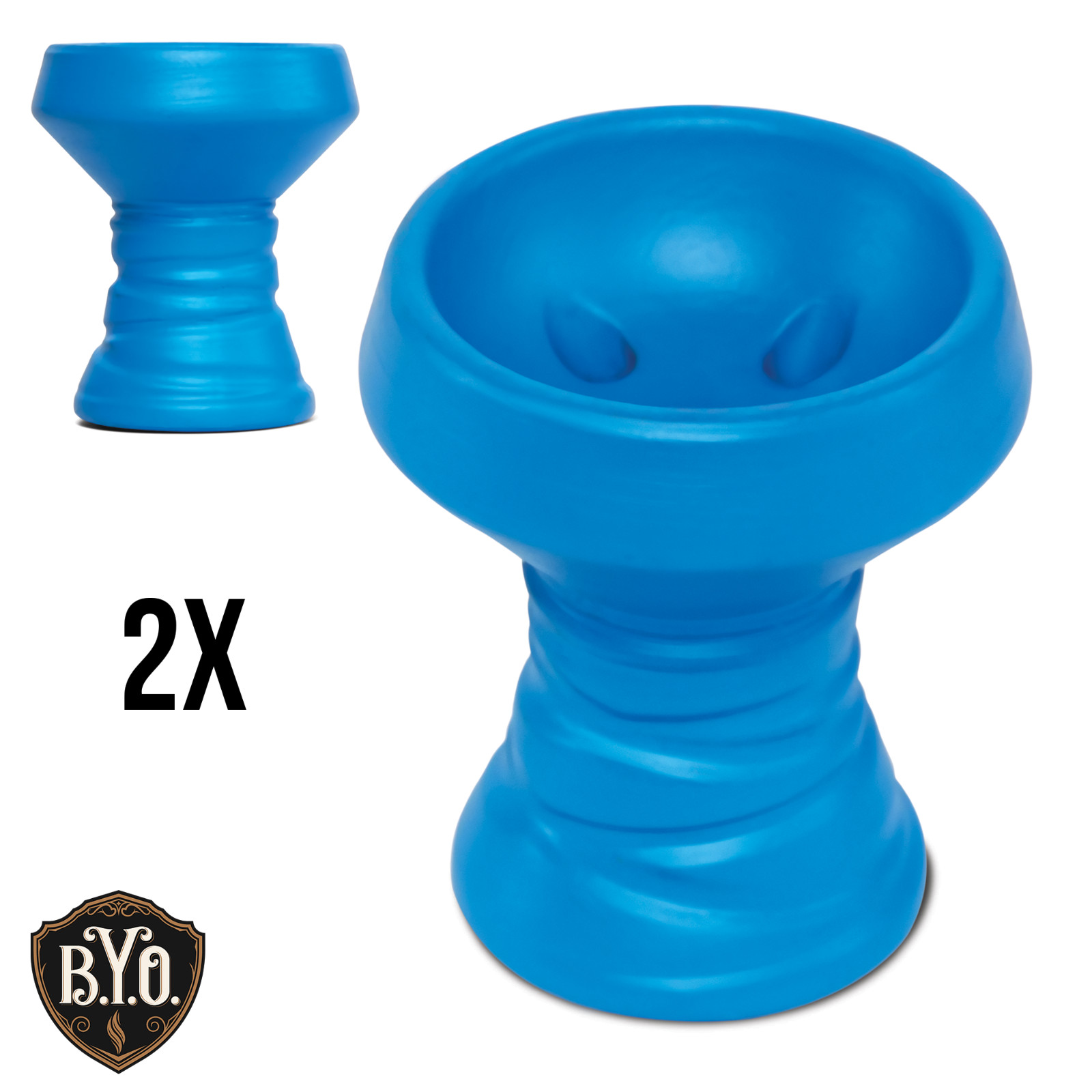 BYO Hookahs Blackstone Hookah Bowl 2X Blue Shisha Pipe + BONUS