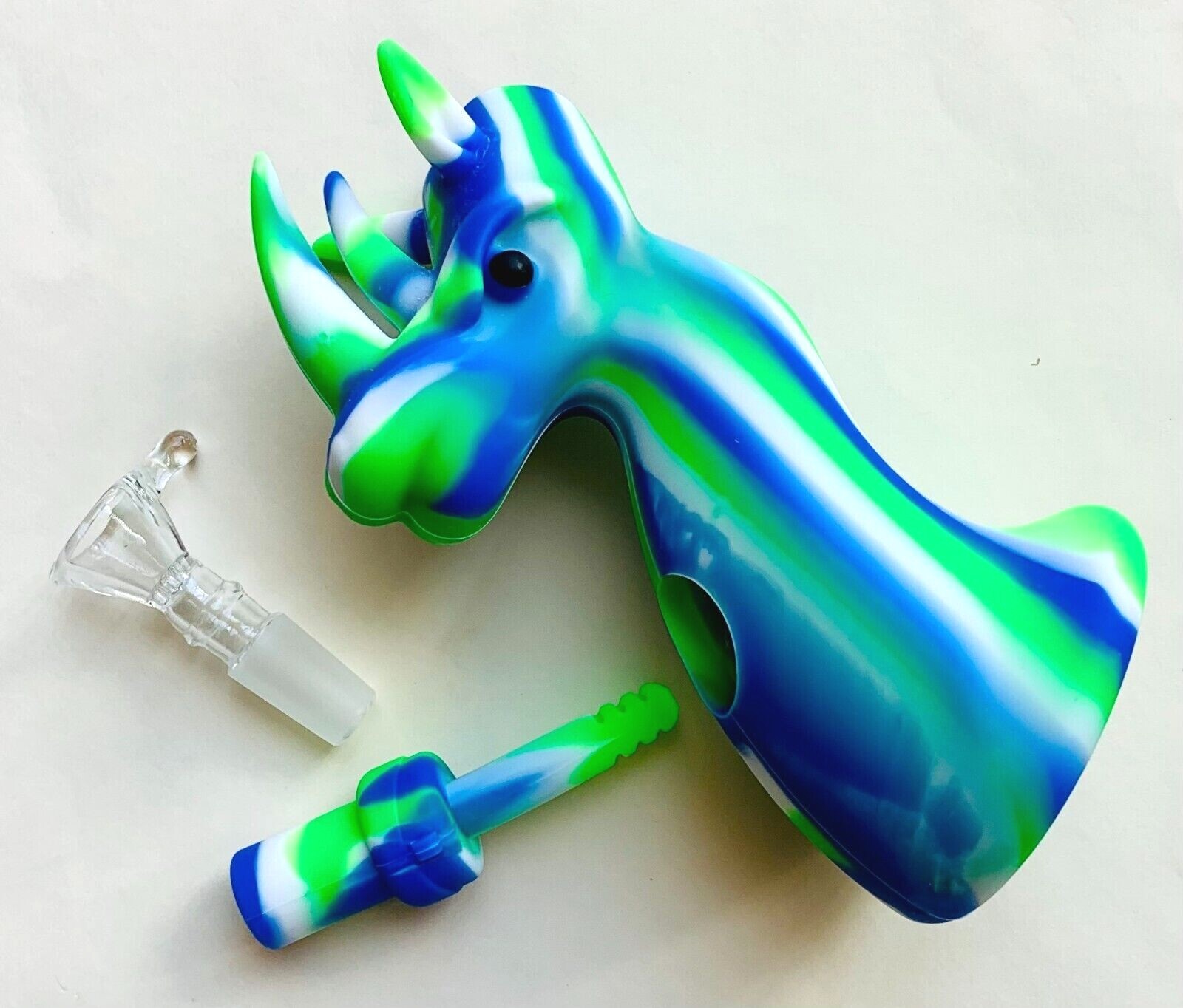 6&Prime; Silicone Dragon Hookah Tobacco Smoking Water Pipe with 14mm Male Glass Bowl