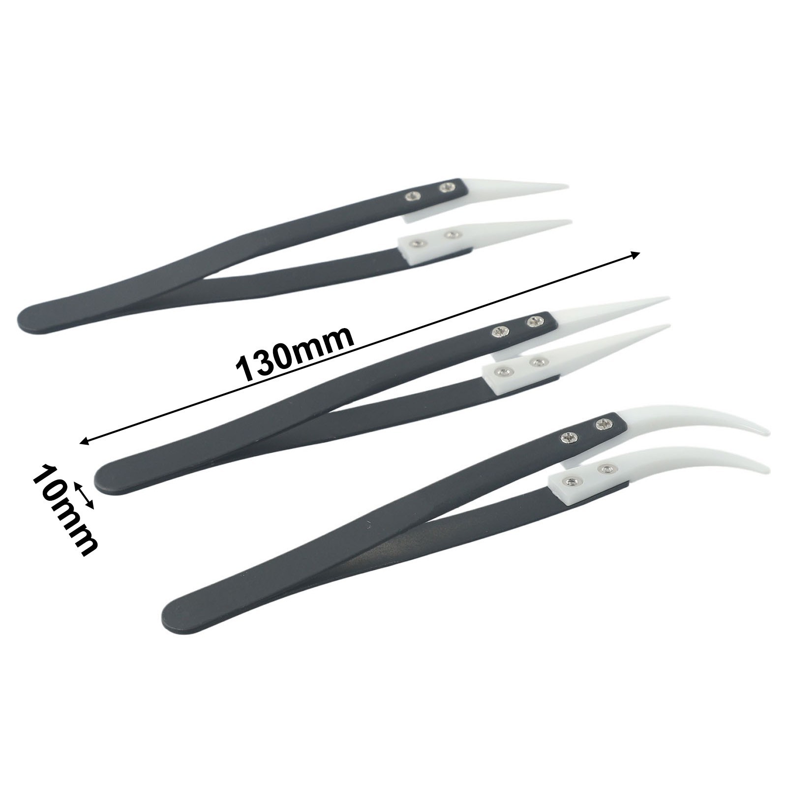 Universial Reverse Tweezers Ceramic Tweezers Industrial Use 135-140mm 3pcs