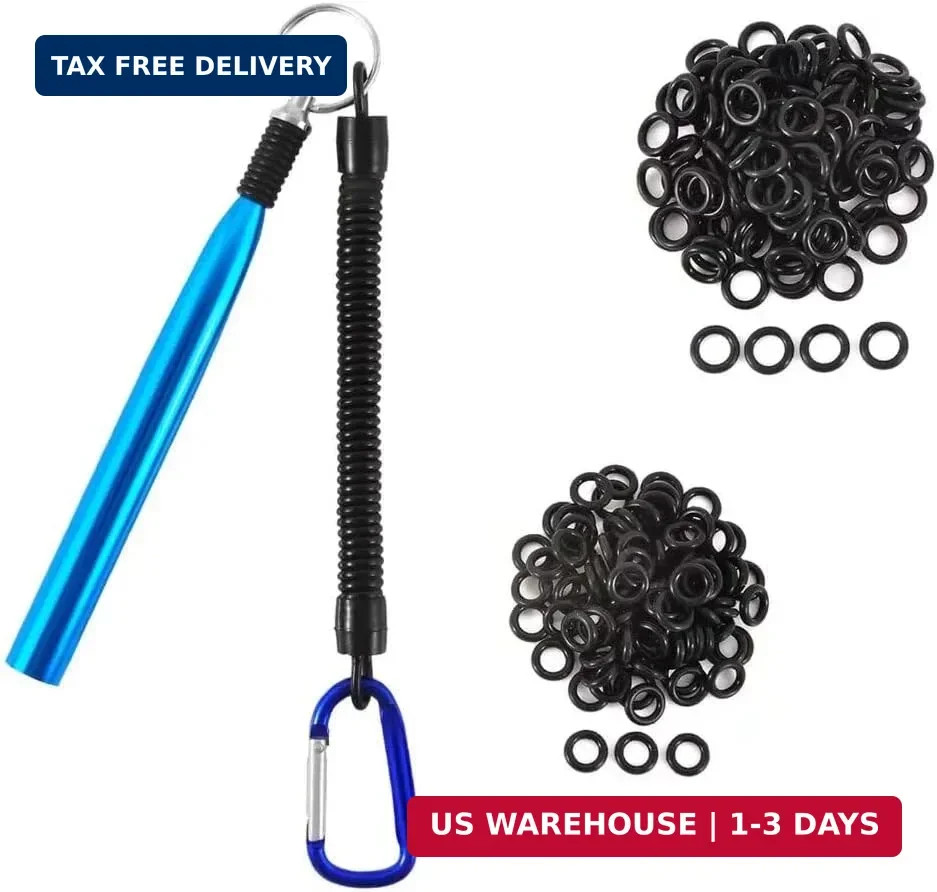 Wacky Rig Tool with Silicone O Rings, 100Pcs for 3&Prime;-4&Prime; Senko Worms and 100Pcs fo