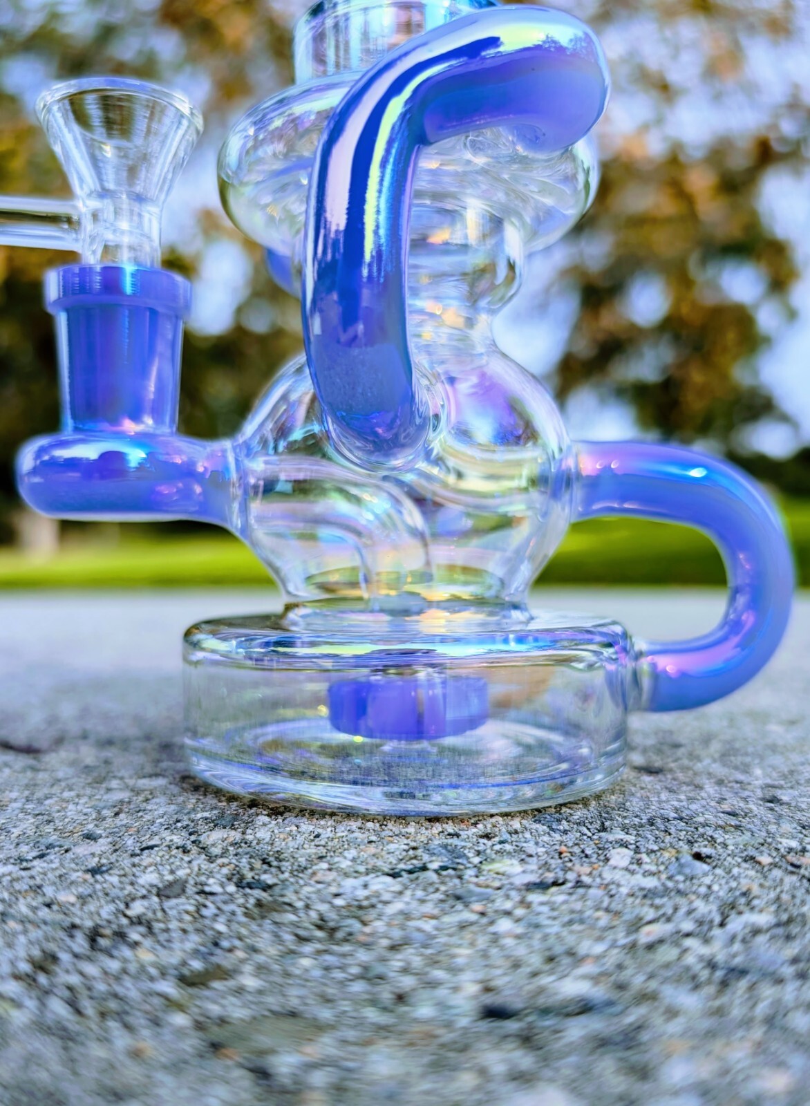 8&Prime; Blue Rainbow Recycler Matrix Tobacco Smoking Water Pipe Hookah Bubbler Bong