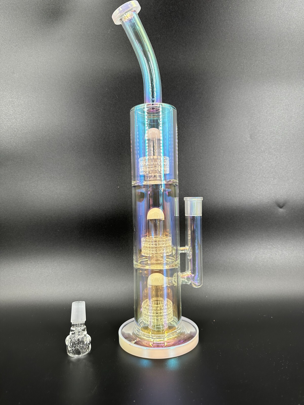 16in Heavy Thick Glass Bong Water Pipe Hookah Bongs with Skull catcher White