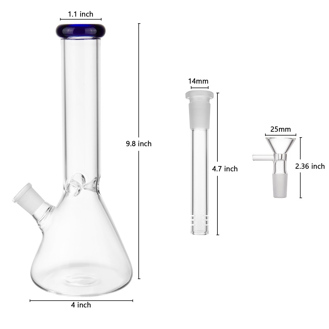 10&Prime; Glass Beaker Bong Ash Catcher Water Smoking Tobacco Pipe 14MM Bowl 10 Screen