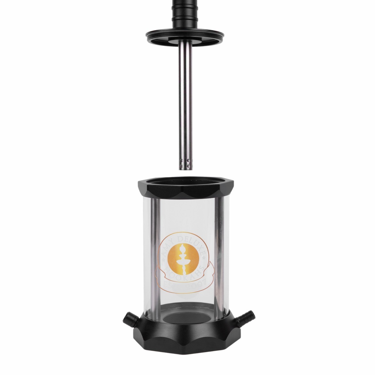 Amy Deluxe German hookah shisha set, 1300 Alu Tube black-transparent