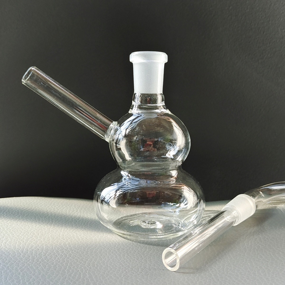 Portable 4&Prime; Clear Gourd Glass Bong Hookah Smoking Water Pipe Bubbler W/Bowl