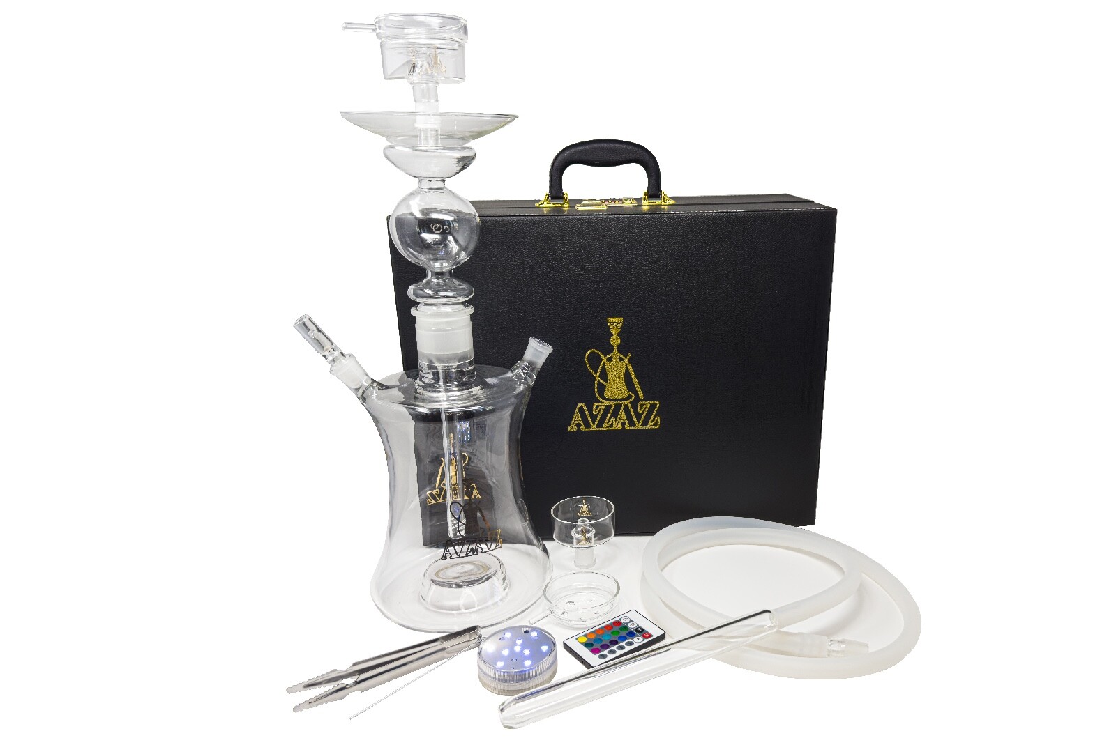 AZAZ Galactic Whirl Large Luxury Portable Glass Hookah Set with Everything