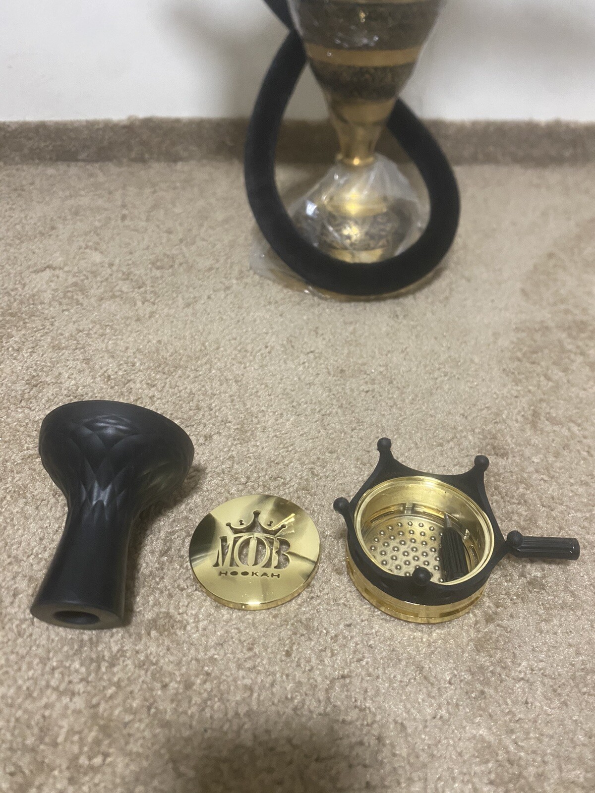 Gold hookah shisha set copper sealed with candle inside For Better Taste.
