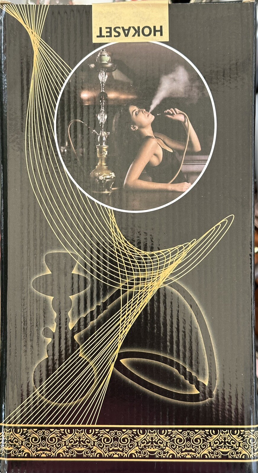 21’ Hookah Set 4 Hose Complete Set, Portable Glass Vase Hookahs Set,