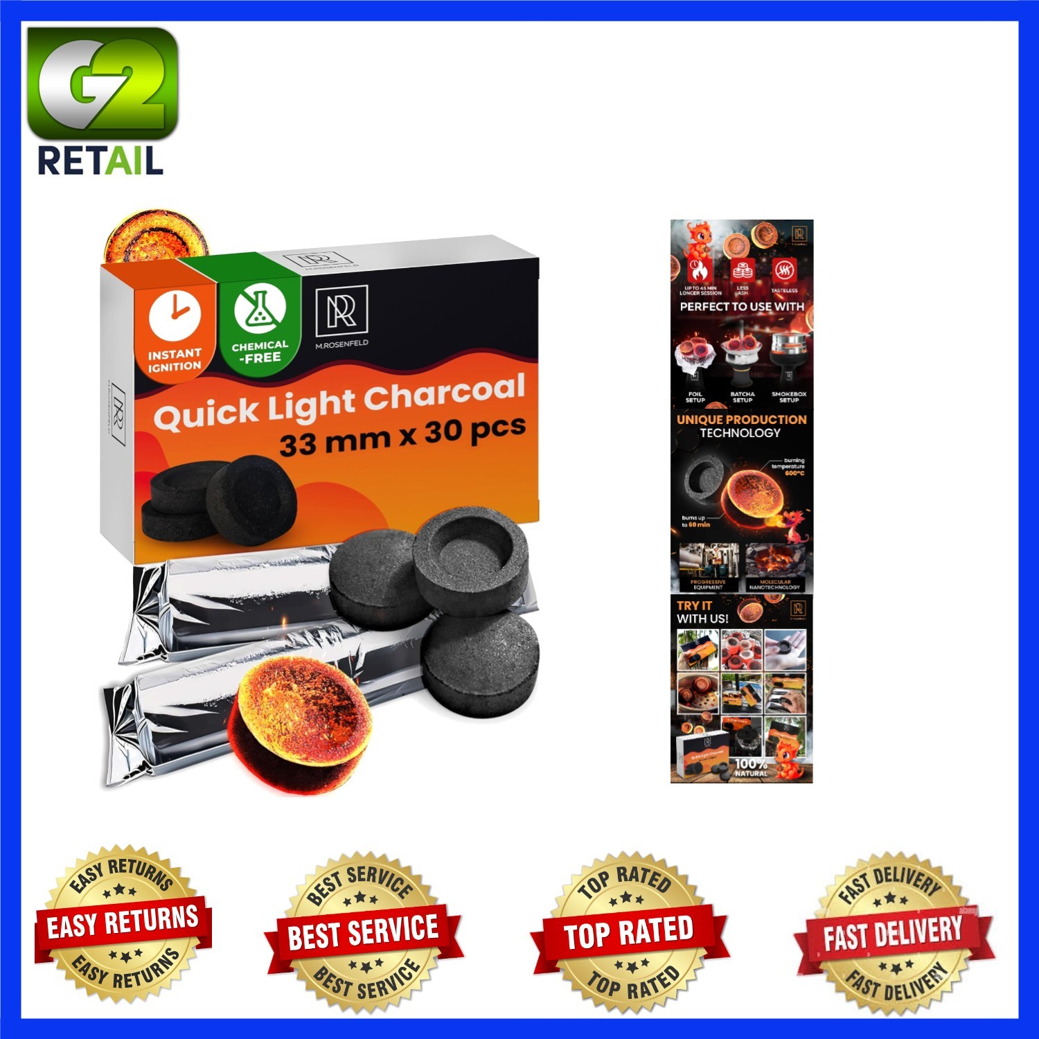 Charcoal Discs to Burn Incense – 30 pcs Charcoal for Incense Burning – 33 mm Pre