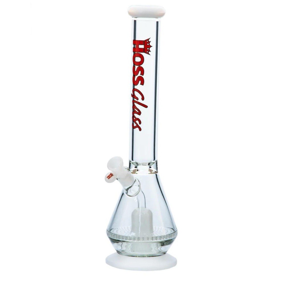 18&Prime; Hoss Glass® – Honeycomb Beaker Bong – Glass Water Pipe (White)