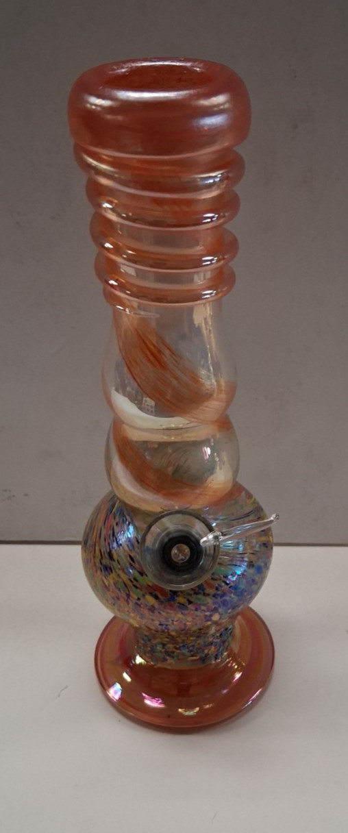 9&Prime; HEAVY SOFT GLASS WATER PIPE BONG HOOKAH BUBBLE PULL BOWL CARB ORANGE 85