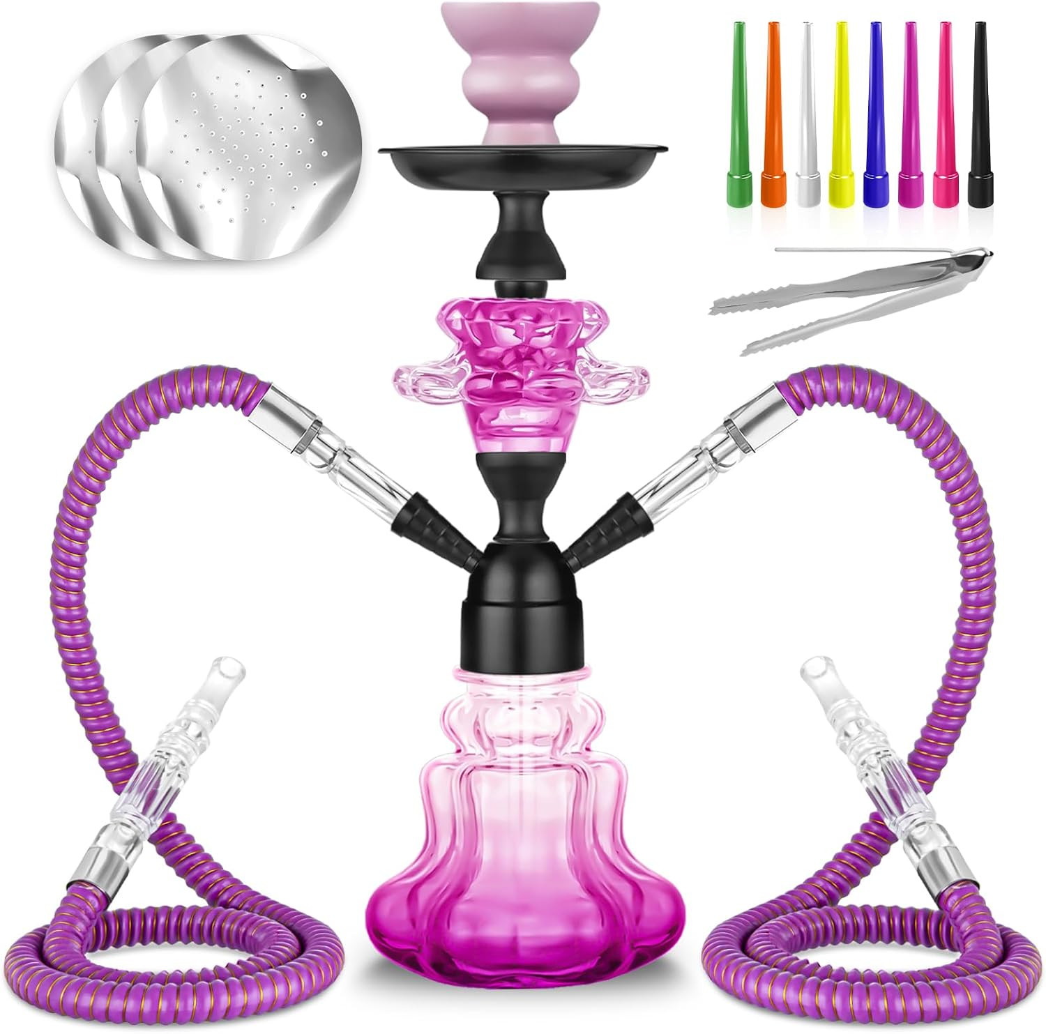 Hookah Set with Everything 14 » Shisha Hookah Complete Set – Glass Flower Vase,