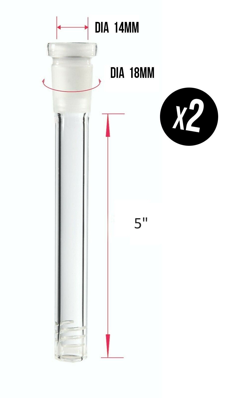 Down Stem 5&Prime; + 1&Prime; Top For Bong 14mmGlass Bong Down Stem Downstem