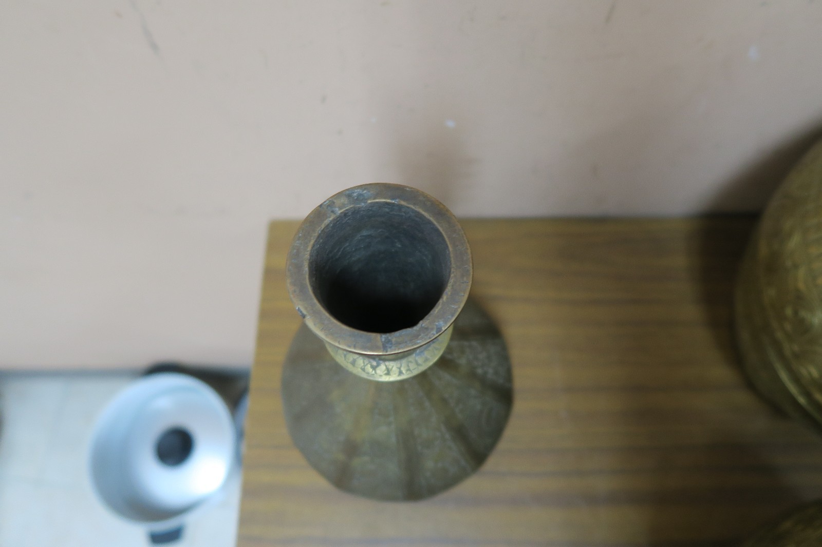 Antique India Fine Hand Etched Brass Islamic Hookah Base Pot 11&Prime; Indo-Persian