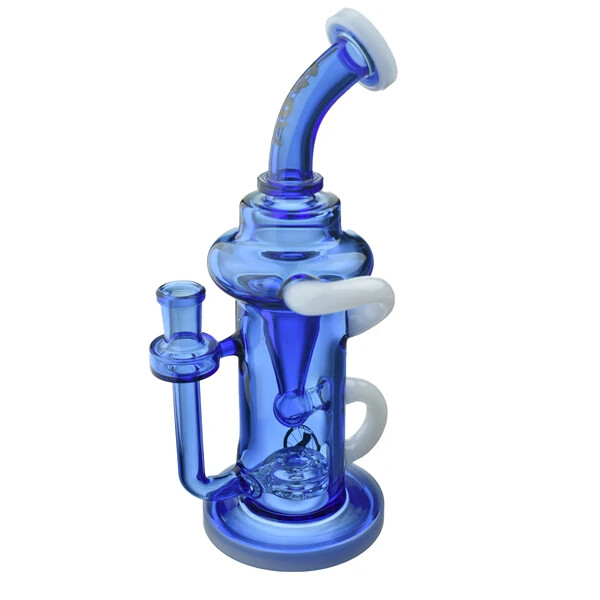 10&Prime; PCH Water Pipe – White & Ink Blue – By MAV Glass!
