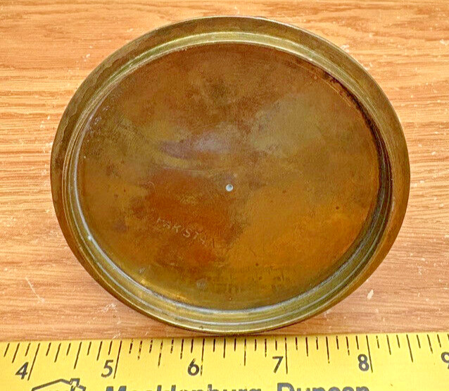Antique Brass Hookah Base Painted and Engraved From Pakistan 6&Prime; x 4&Prime;
