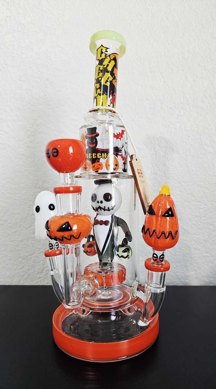 CHEECH GLASS Limited Ed. SPOOKY VIBES Ghostly Hit 3 pipes WATER PIPE/BONG/HOOKAH