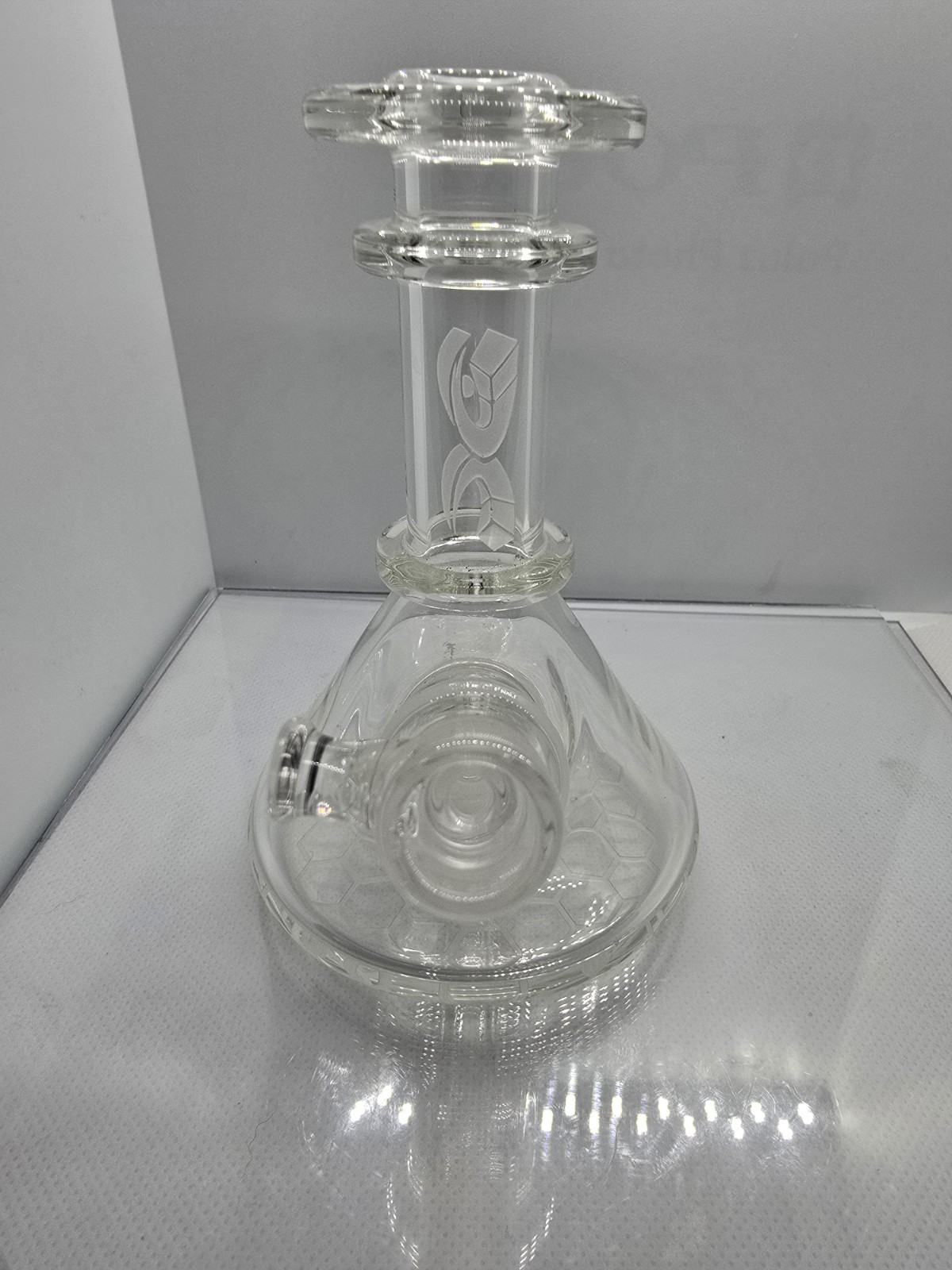 DC Heady Boro Glass Flower Bubbler Water Pipe NEW! Clear Honeycomb RARE FIND!!