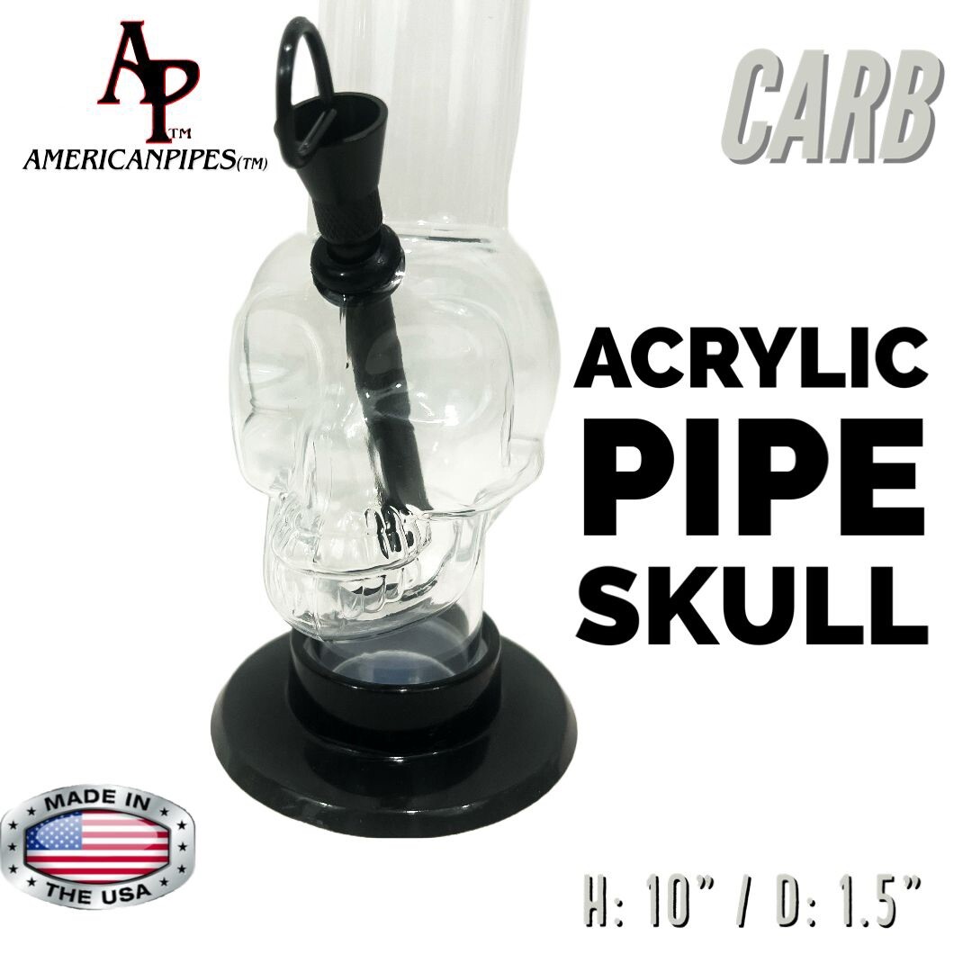 INHALE®️ 1.5X10&Prime; SKULL DESIGN ACRYLIC HOOKAH WATER PIPE WITH A THUMB CARB