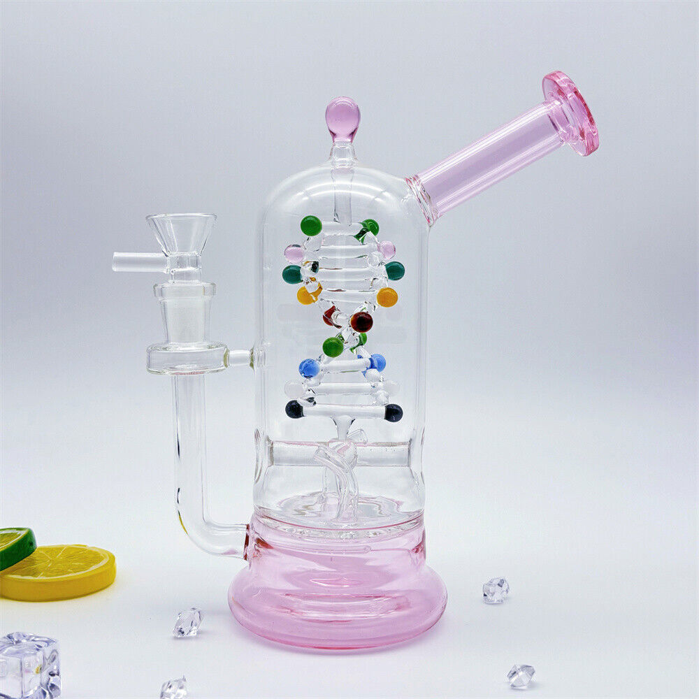 8.7&Prime; Pink Gene DNA Glass Bong Rotatable Tornado Bubbler Smoking Hookah Girly