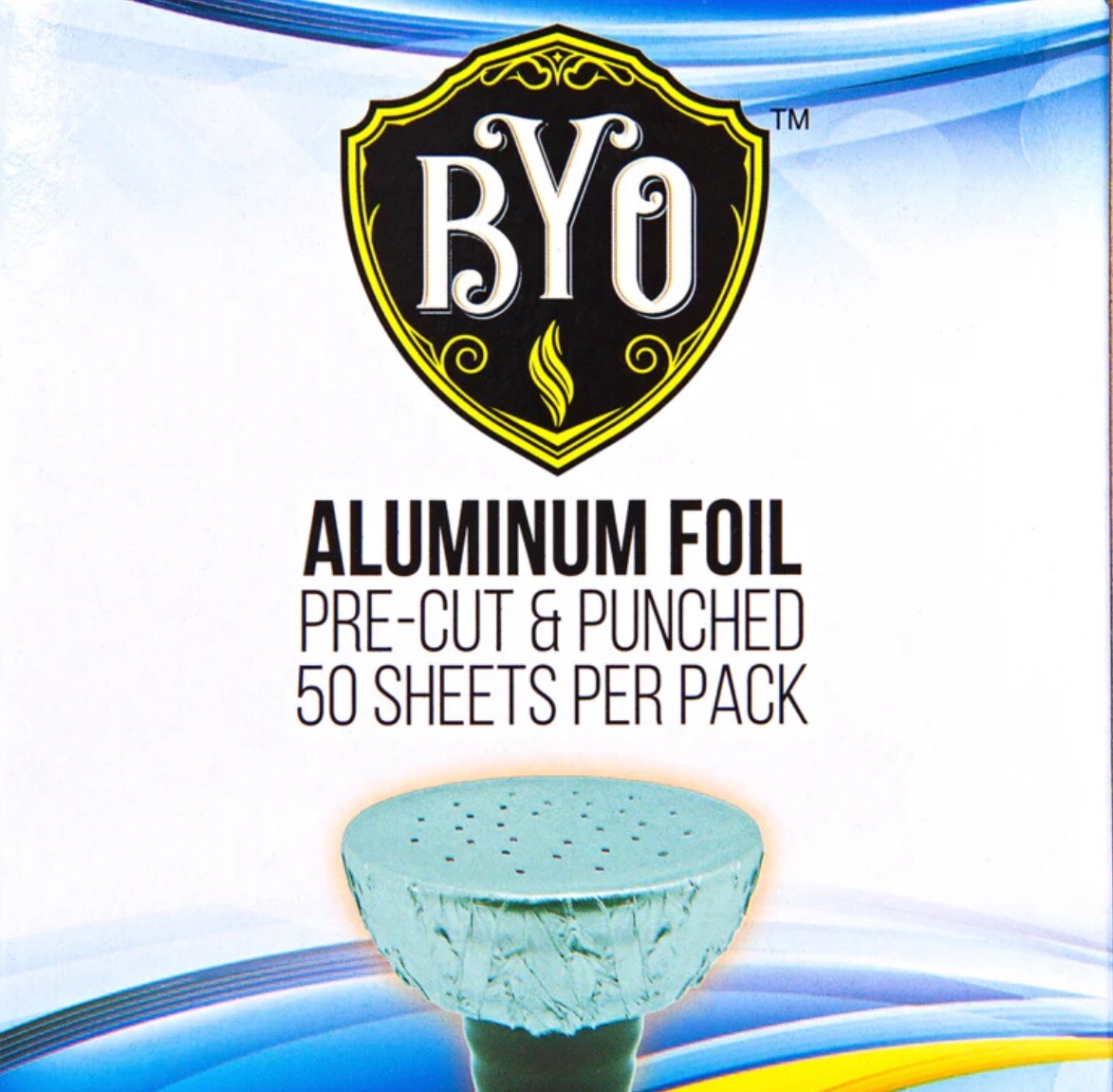 BYO Hookahs Aluminum Foil Pre-Cut & Punched 50 Sheets Per Pack