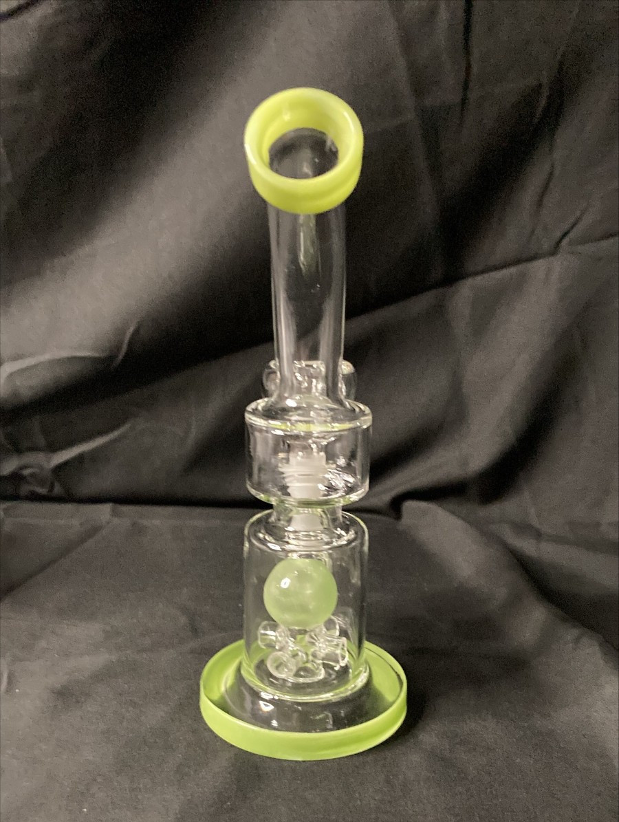 Ball Quad Flow Percolator Stemless Water Pipe | Neon Yellow | 7&Prime;
