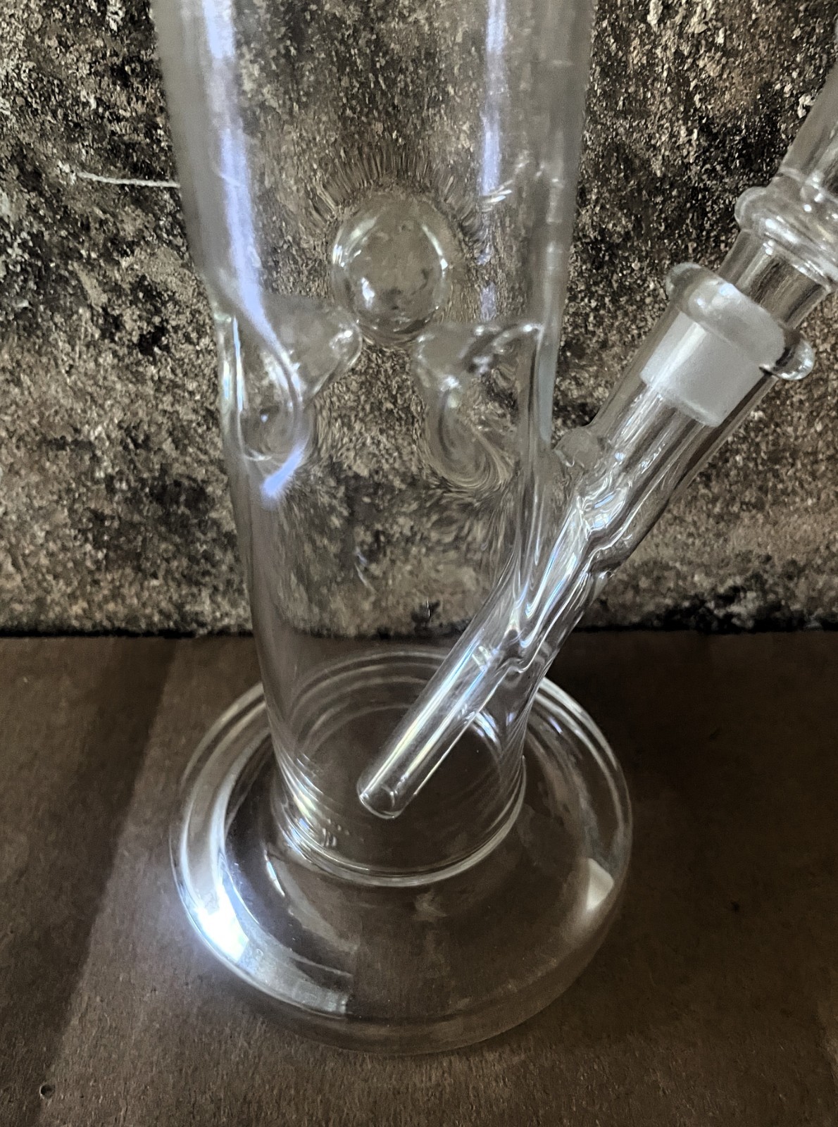 8&Prime; Straight All Clear Bong Ice Catcher, Slide in Stem with Bowl Attached