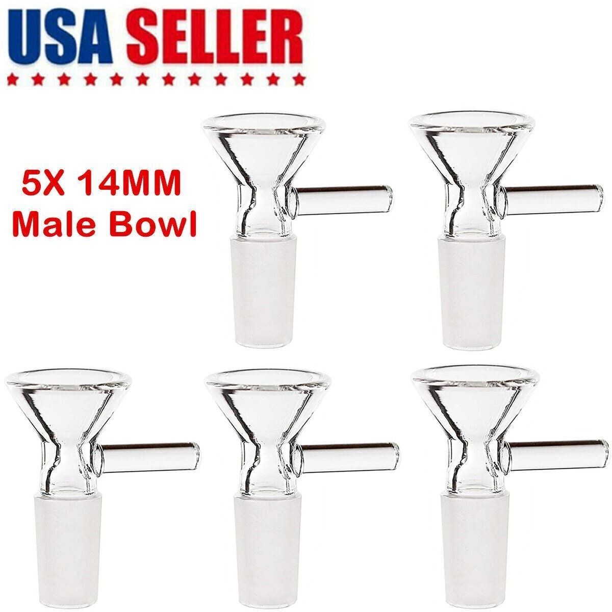 5X 14mm Male Glass Bowl Handle Piece Replacement for Water Filter Bongs