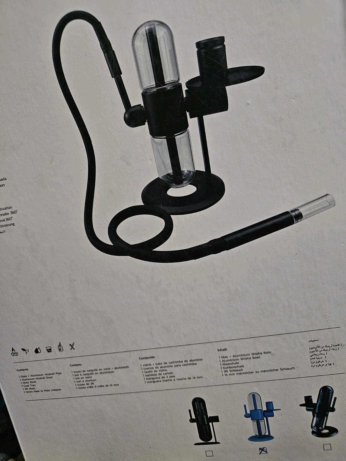 Rotating Gravity Bong/Hookah – Blue Aluminum And Glass