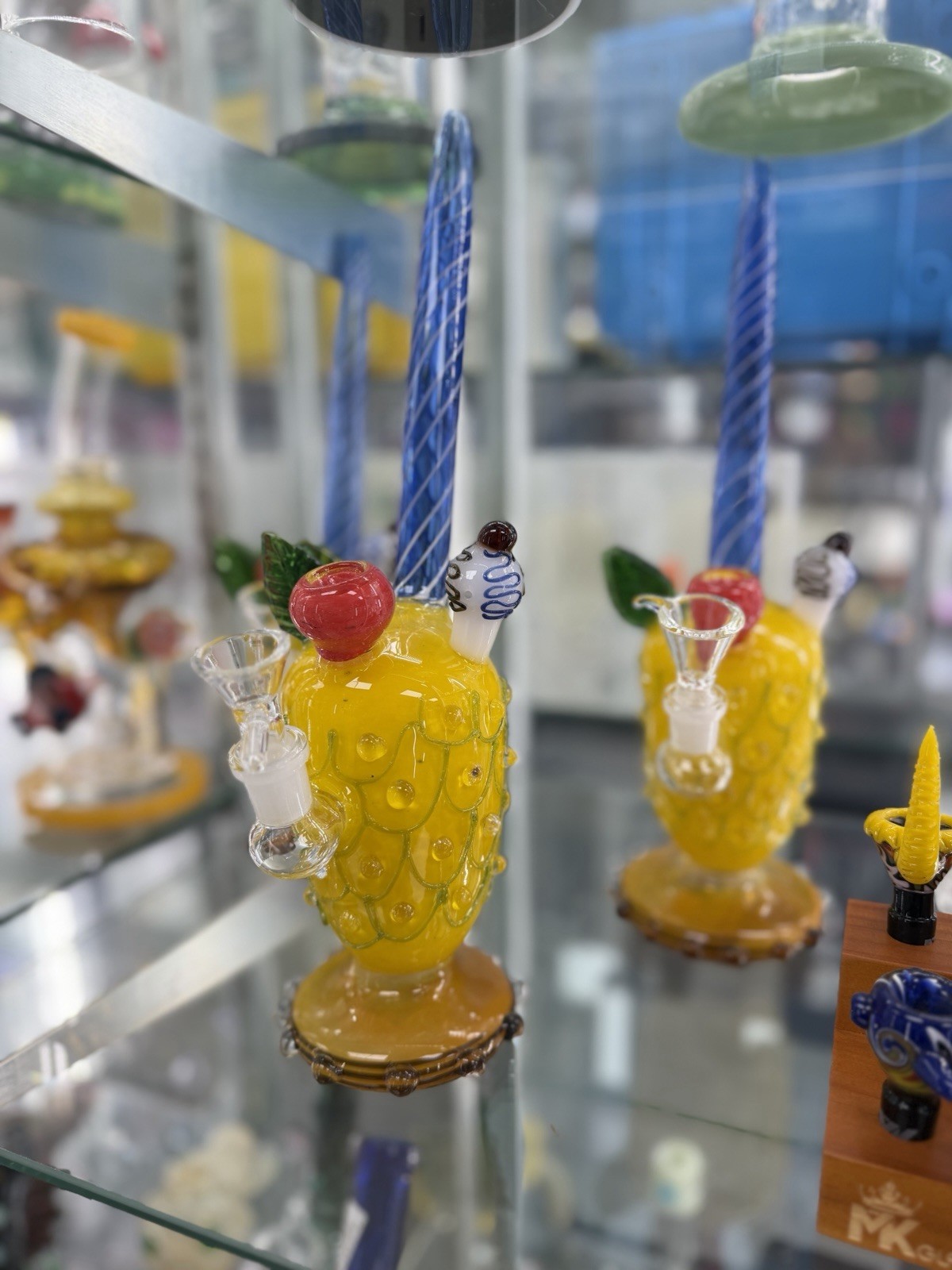 Pineapple Glass Water Pipe 9” Novelty Hookah Artistic Fruit Design